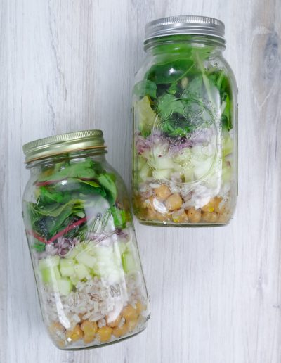 salad in a jar with garbanzo